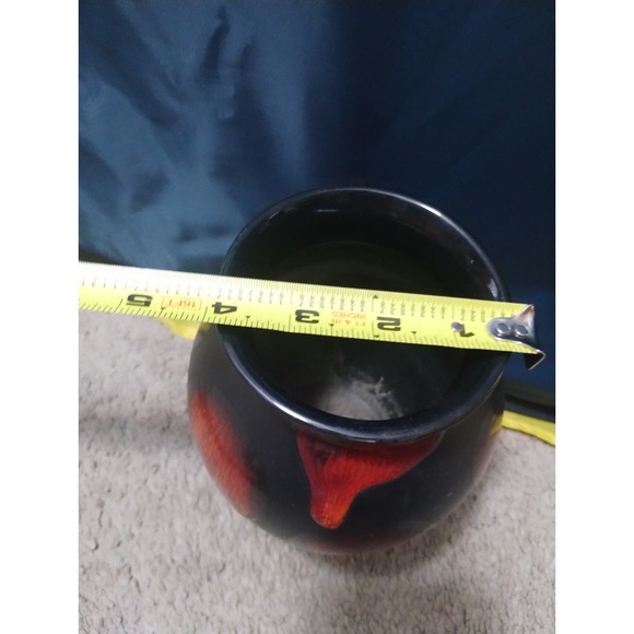 Volcanic Lava Glaze Vase Made In England Orange And Black - Picture 4 of 6